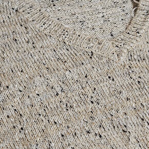 GB Gianni Bini Cropped Tan/Cream/Black With Gold Sequins V-Neck Sweater Size L - Picture 8 of 8